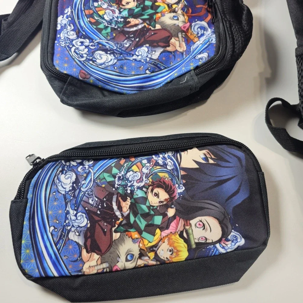 Demon Slayer Backpack Lunch Bag Pencil Case Set Anime Kids School Bag 3 Piece